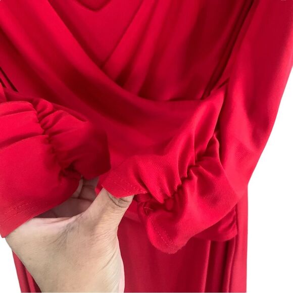 B-Slim by NY Collection Cross-Front Fit & Flare Dress - Picture 5 of 8